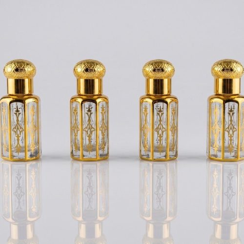 12ML GOLD COLOUR LASER CUT FANCY BOTTLE